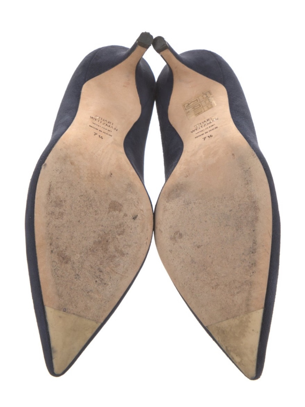 Stuart Weitzman Navy Suede Pointed Toe Pump size 7.5 - Picture 5 of 5